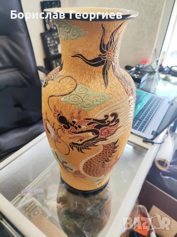 Голяма азиатска ваза с дракони, снимка 4 - Антикварни и старинни предмети - 50858613
