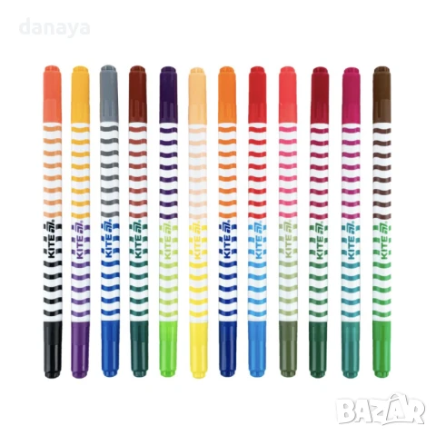6022 Двустранни флумастери Kite Creative, 24 цвята в 12 броя, снимка 2 - Ученически пособия, канцеларски материали - 51007894