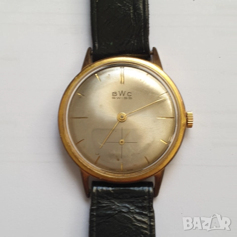 Мъжки швейцарски механичен позлатен часовник BWC, снимка 6 - Антикварни и старинни предмети - 51860313