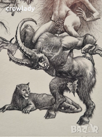 РОБЕРТ БАРЪМОВ 1966-2021 "Гетералът" около 2010г. литография суха игла, снимка 4 - Картини - 52855974