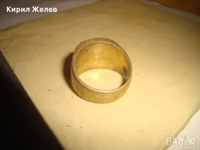 СТАР ПОЗЛАТЕН БРОНЗОВ ПРЪСТЕН ОРНАМЕНТИРАН РЪЧНО МАЙСТОРСКА АРТ ДЕКО СТИЛ ИЗРАБОТКА МАСИВЕН 21830, снимка 4 - Пръстени - 33866918
