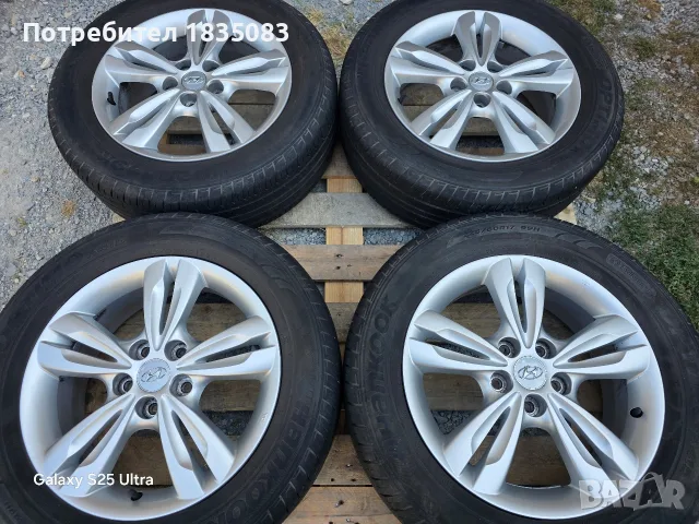 Лети джанти 17ки 5х114.3 Hyundai + летни гуми 225/60/17 Hankook, снимка 2 - Гуми и джанти - 55878339