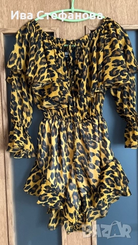 Нов ежедневен елегантен леопардов гащеризон Bless by Zlatka Raykova Златка Райкова волани къдри  , снимка 5 - Гащеризони - 49380239