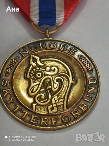 норвежки сребърен медал с позлата , снимка 3 - Антикварни и старинни предмети - 42119812