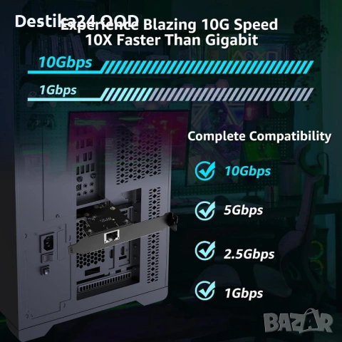 10G PCIe Мрежова карта RJ45 YuanLey – 10Gbps LAN Adapter, снимка 4 - Друга електроника - 53409071