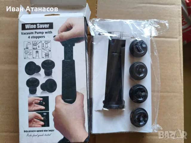 Вакуум Помпа за Вино Wine Saver с 4 Специални Тапи (Чисто Нова), снимка 2 - Прибори за хранене, готвене и сервиране - 55777500