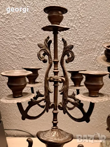 два френски ретро свещника с мраморен пиедестал , снимка 4 - Декорация за дома - 48454332