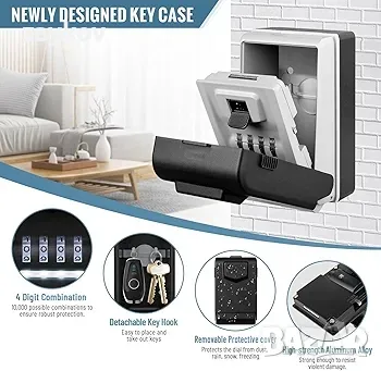 Стенна заключваща кутия ENONEO със светещ циферблат, 4-цифрена комбинирана, снимка 6 - Други стоки за дома - 47856255