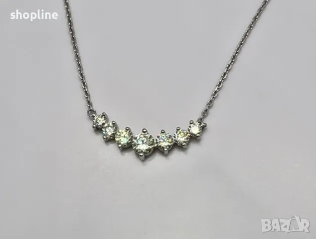 Дамско колие с лаб. диаманти Moissanite, снимка 1 - Колиета, медальони, синджири - 47519691