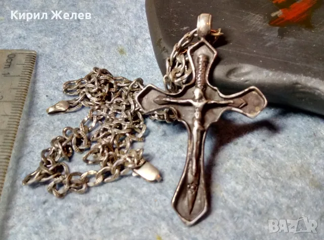 ГОЛЯМ СРЕБЪРЕН КРЪСТ ОКСИДИРАНО СРЕБРО ВИСОКА ПРОБА със СРЕБЪРНА ВЕРИЖКА СРЕБРО 925 АРТ КРЪСТ 40219, снимка 11 - Колиета, медальони, синджири - 49246402