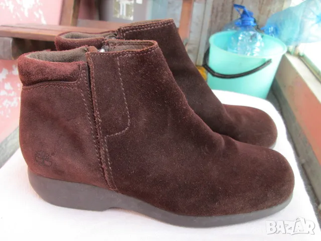 TIMBERLAND дамски боти от естествена кожа велур размер 7W (EU-38)., снимка 2 - Дамски боти - 50410896