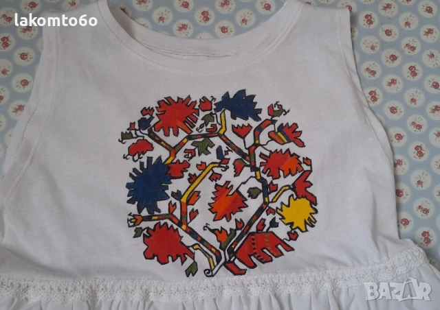 Рокля с рисувана шевица, размер 128-134., снимка 2 - Детски рокли и поли - 50783453