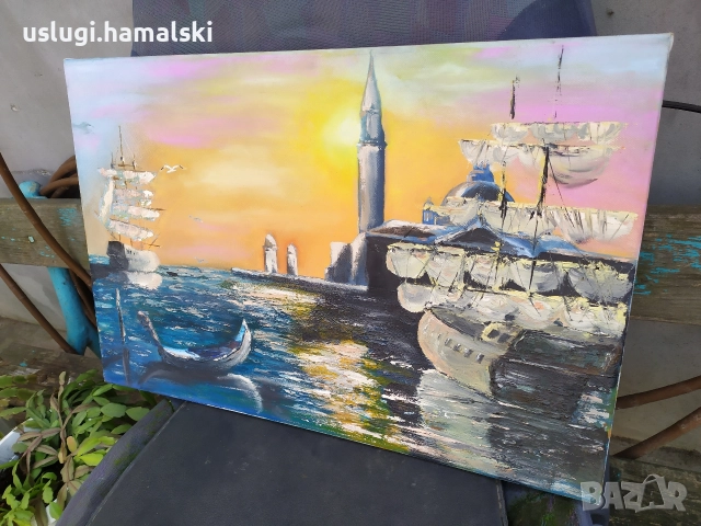 Картина платно/масло, снимка 3 - Антикварни и старинни предмети - 52637113