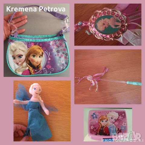 Доставка до СПИДИ АВТОМАТ 2,14€-Елза и Ана/Frozen,Замръзналото-кукла,кутия,светеща пръчка,нова чанта