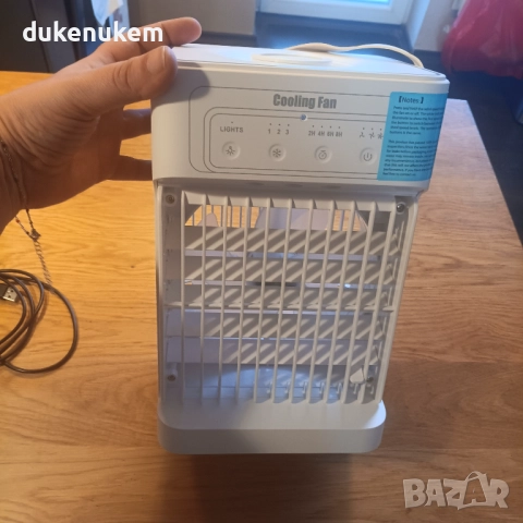 Преносим климатик 4-в-1, водно охлаждане, 1100 мл, 3 скорости, LED светлина, снимка 9 - Климатици - 52721967
