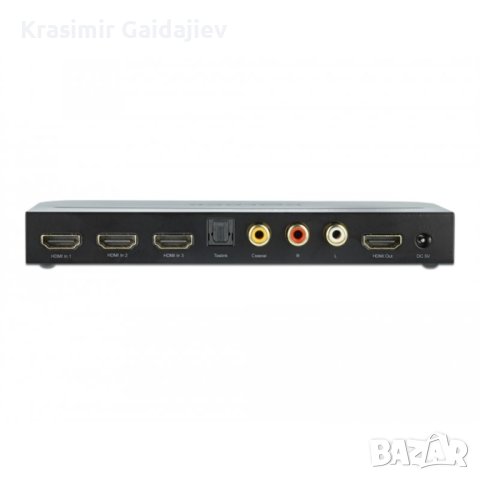 HDMI превключвател 3x вход - 1x изход 4K 60Hz с аудио екстрактор, снимка 4 - Кабели и адаптери - 41526228