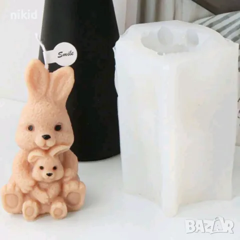 3D Заек сгушил зайче силиконов молд форма фондан свещ смола шоколад гипс Великден