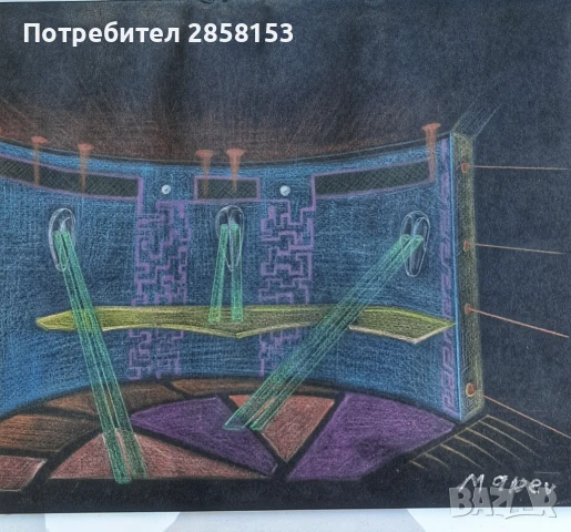 Картина на худ. Никола Манев,пастел върху картон 1940-2018 г., снимка 5 - Антикварни и старинни предмети - 50703423