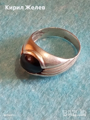 Скъпоценен Ретро Арт Нуво сребърен пръстен ювелирно шлифован Турмалин 37935, снимка 13 - Пръстени - 52909339