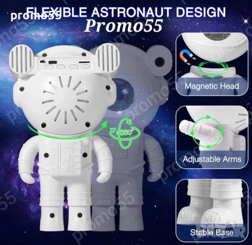 Детски Звезден Лед Проектор Астронавт с Дистанционно, Блутуут, Музика, снимка 3 - Други - 52362906