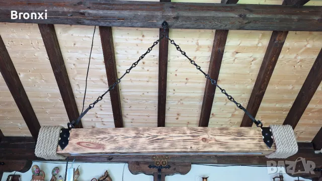 Дървен битов полилей с LED осветление