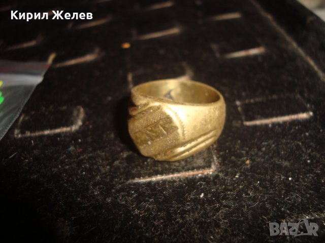 СТАР ПОЗЛАТЕН БРОНЗОВ ПРЪСТЕН ОРНАМЕНТИРАН РЪЧНО МАЙСТОРСКА АРТ ДЕКО ИЗРАБОТКА МАСИВЕН 18274, снимка 6 - Антикварни и старинни предмети - 33866835
