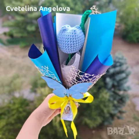 Вечни букети от плетени лалета , снимка 8 - Изкуствени цветя - 55871513