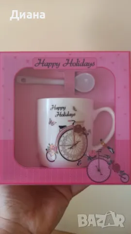 НОВ комплект чаша с лъжичка