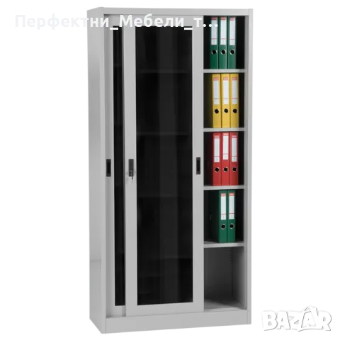 Стилен метален архивен шкаф с плазгащи огледални врати наличен.Доставка до 2 дни с Еконт, снимка 2 - Шкафове и рафтове - 49741563