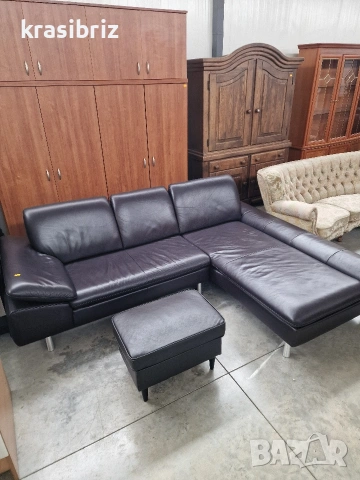 Ъглов Диван-Естествена Кожа-внос от Германия!