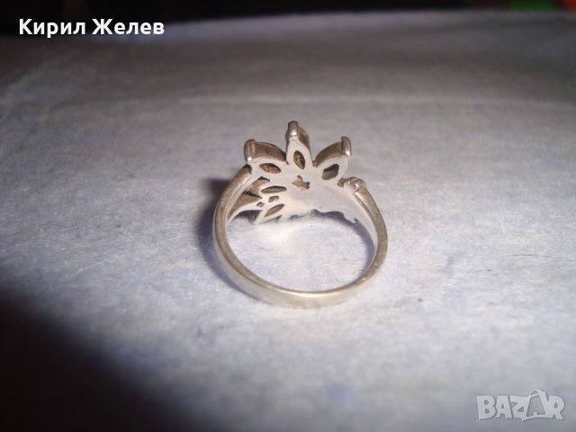 СТАР СРЕБЪРЕН ФЛОРАЛЕН АРТ ПРЪСТЕН СРЕБРО 925 с ЦИРКОНИ 25971, снимка 6 - Пръстени - 35974403