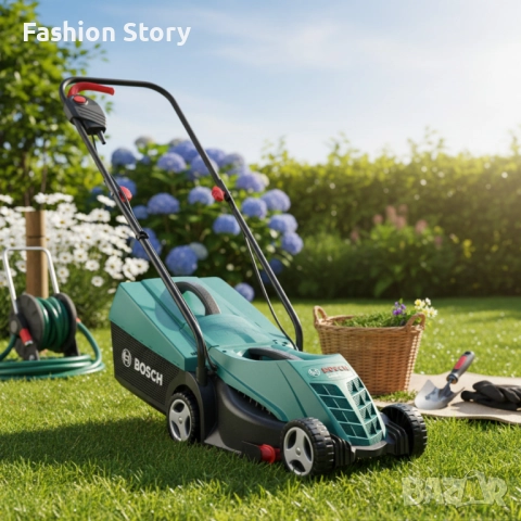 Електрическа косачка Bosch Rotak 32 - 1200W с GrassCombs, коси до самия ръб, кош 31 л, снимка 3 - Градинска техника - 51850946