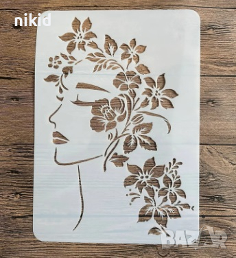 Дамско лице с цветя шаблон стенсил спрей за торта украса Scrapbooking