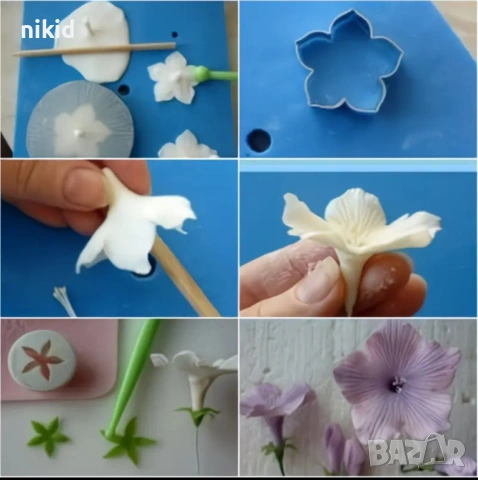 Петуния фунийки 3 бр метални резци резец форма форми за цвете украса декорация торта шоколад фон, снимка 4 - Форми - 17056775