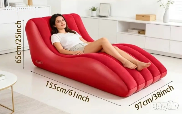 НАДУВАЕМ ШЕЗЛОНГ Flocked lounge , снимка 10 - Градински мебели, декорация  - 53848321