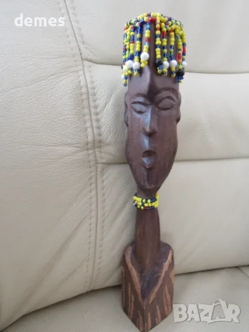 Глава на мъж-фигура от кралски абанос от Етиопия, Африка