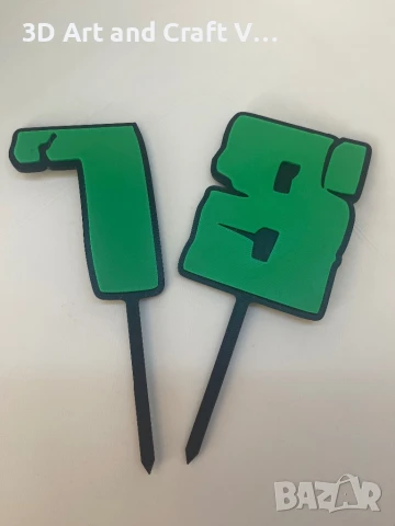 Топер за торта “Happy Birthday” + цифри в Minecraft стил, снимка 5 - Фигурки - 50795629