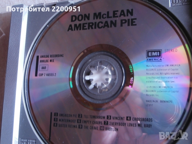 DON McLEAN, снимка 3 - CD дискове - 36046845