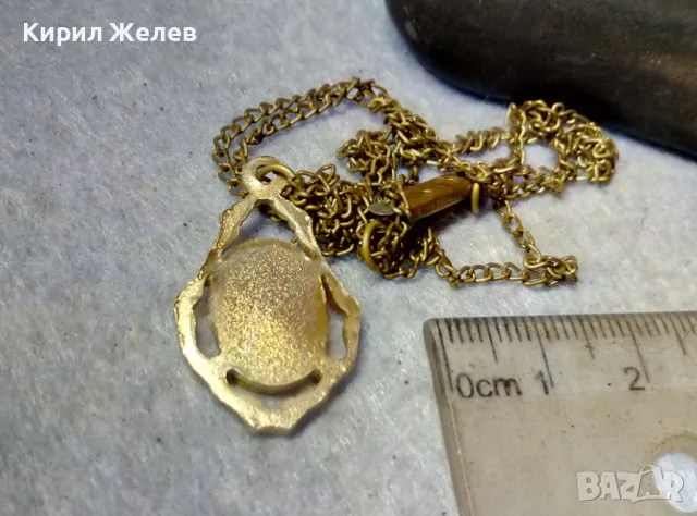 Стара ЗЛАТИСТА ИЗТОЧНОПРАВОСЛАВНА ИКОНКА с МЕСИНГОВА ВЕРИЖКА 48839, снимка 8 - Антикварни и старинни предмети - 48818628