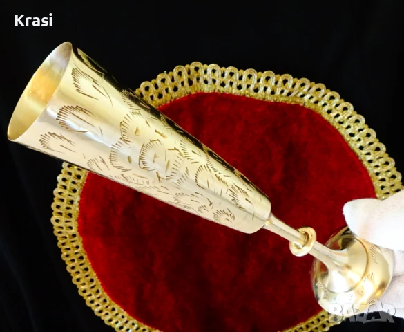 Бронзов бокал за вино 20 см.,200 мл.,гравиран. , снимка 8 - Антикварни и старинни предмети - 50909837