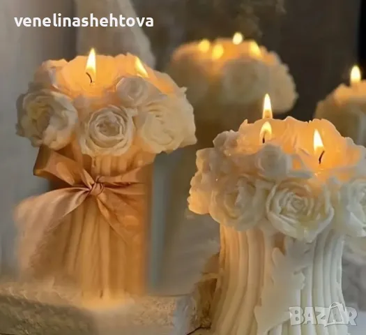 3D Ваза с рози Голям силиконов молд форма за свещи гипс