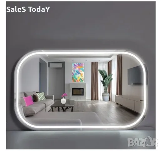 Огледало с LED осветление- бял цвят, 50*30см, снимка 3 - Огледала - 47976904