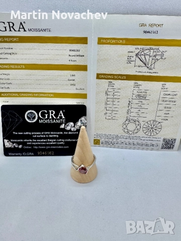 Сребърен пръстен с мойсанит (Диамант) 1 карат, снимка 2 - Пръстени - 52369754