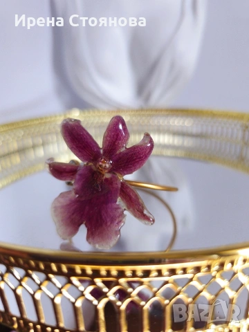 Гривна с естествен цвят на орхидея Miltonia. , снимка 3 - Гривни - 53737993