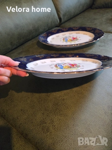 2 бр. Големи чинии от ОРИГИНАЛЕН ЧЕШКИ КОБАЛТ, снимка 4 - Чинии - 53149082