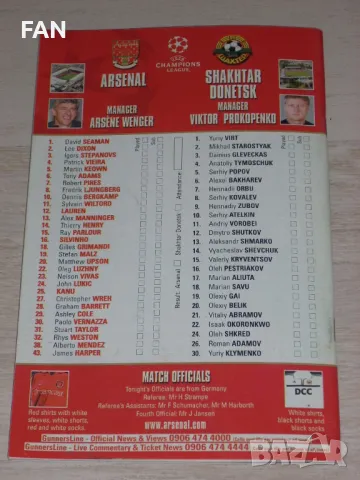 Арсенал - Панатинайкос, Нант, Ла Коруня, Шахтьор Донецк футболни програми Шампионска лига, снимка 11 - Фен артикули - 27447184