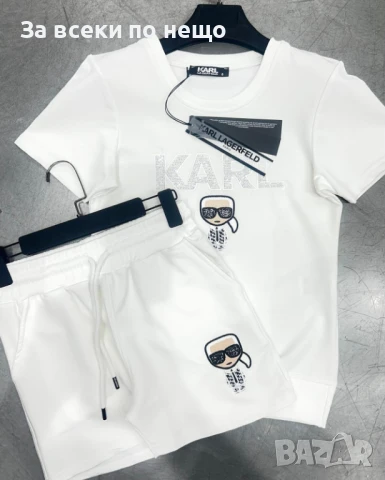 Karl Lagerfeld Дамски Памучен Летен Комплект С Бродирано Лого👚🩳Дамски Къс Екип - 3 Цвята Код A608, снимка 4 - Спортни екипи - 50465832
