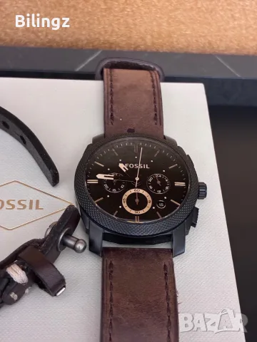 Оригинален мъжки часовник Fossil Machine с хронограф и гривна, кафяво с черно, като ново!, снимка 4 - Мъжки - 56122204