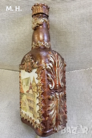 Ръчно декорирана бутилка , снимка 5 - Декорация за дома - 52863110