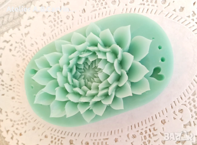Декоративен карвинг сапун ‘Лотос’, форма тип плочка. 100% ръчна изработка с нож, снимка 5 - Декорация за дома - 53627069